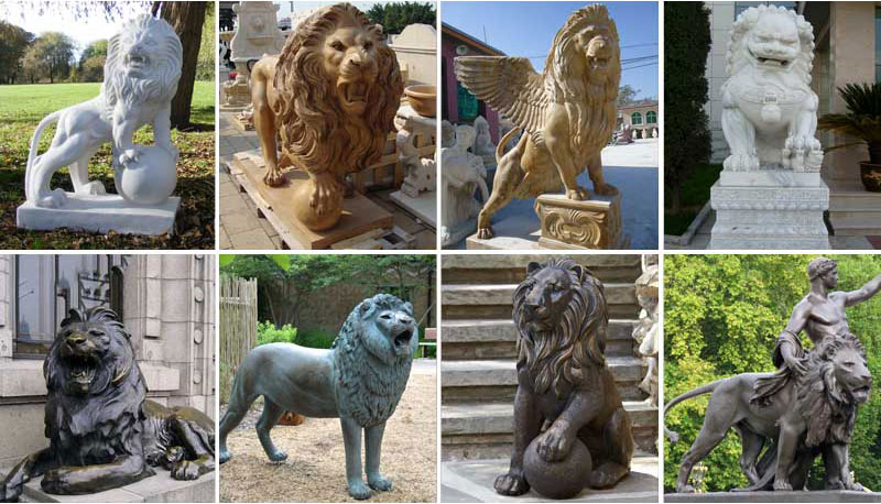 Garden natural marble lion animal stone sculptures