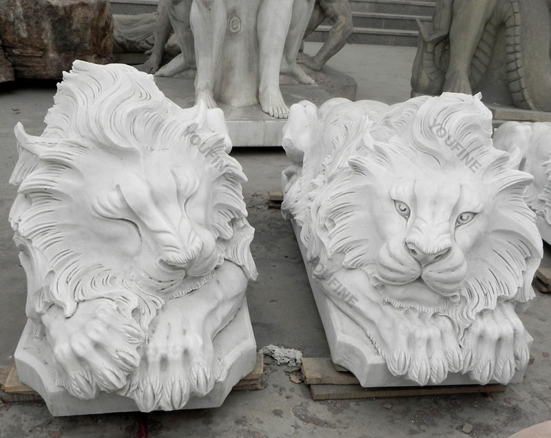 sleeping asleep lying marble stone lion statues driveway for front porch sale