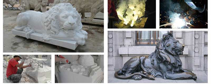 Garden natural marble lion animal stone sculptures