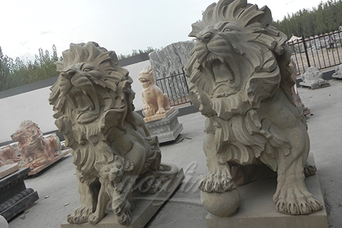 Classic outdoor natural modern white marble Lion Statues