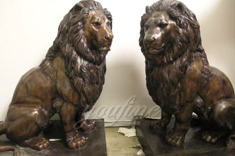 Decoration antique life size bronze lion sculptures for sale