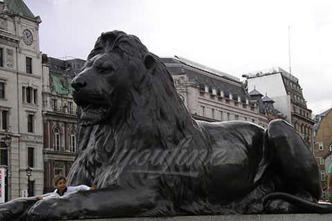 Garden lying life size bronze lion sculptures for park