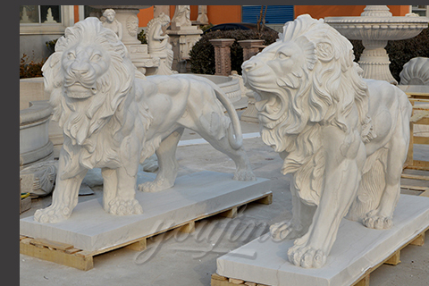Garden natural marble lion animal stone sculptures for decoration