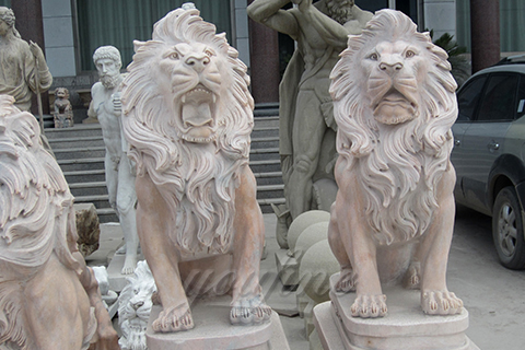 Decorative large outdoor strong marble lion statues for garden
