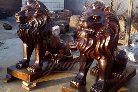Outdoor garden decoration metal sculpture large bronze lions statues