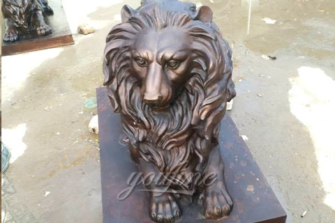 Contemporary bronze lion statue