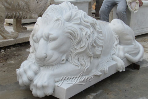 Stone lions garden ornaments